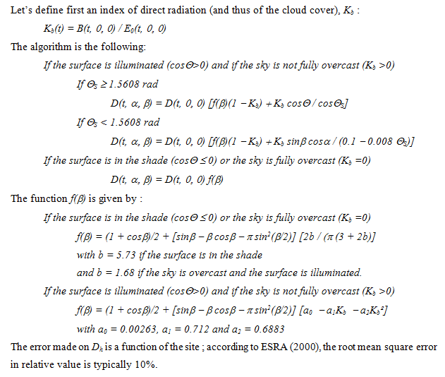 Equations of Muneer (1990)